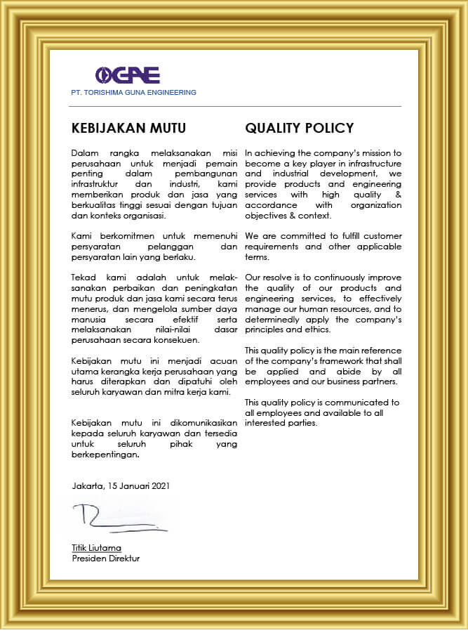 About Us - Quality and Safety Policy